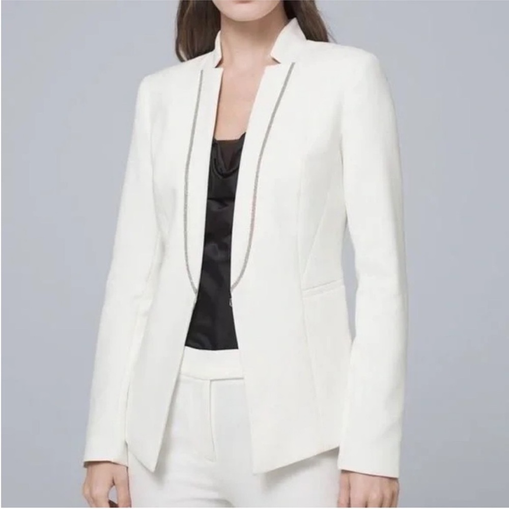 WHBM NWT Ballchain Ecru/Ivory Tuxedo Blazer Size 00